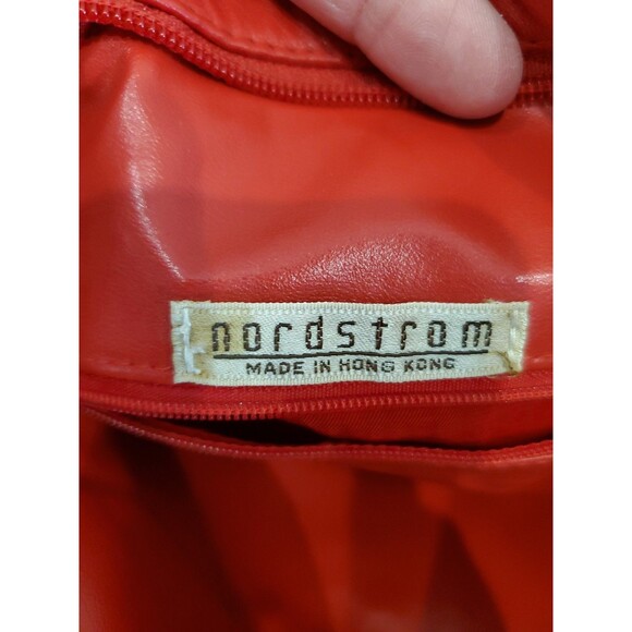 Vintage Nordstrom Red Leather Purse Made In Hong Kong - Picture 3 of 6